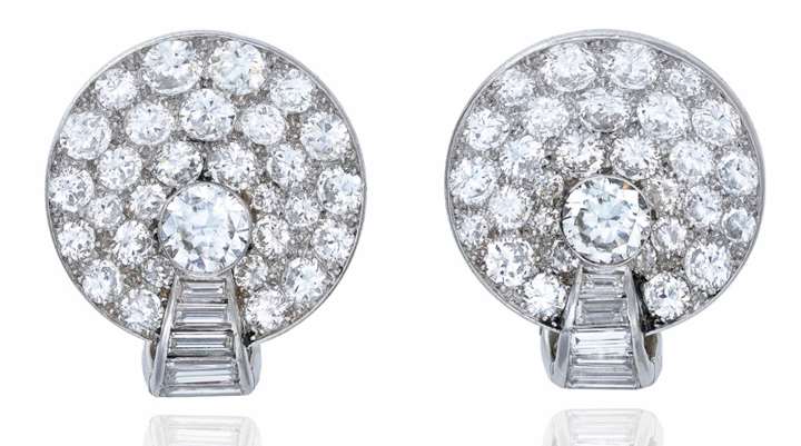 Pair of diamond circular cluster earrings